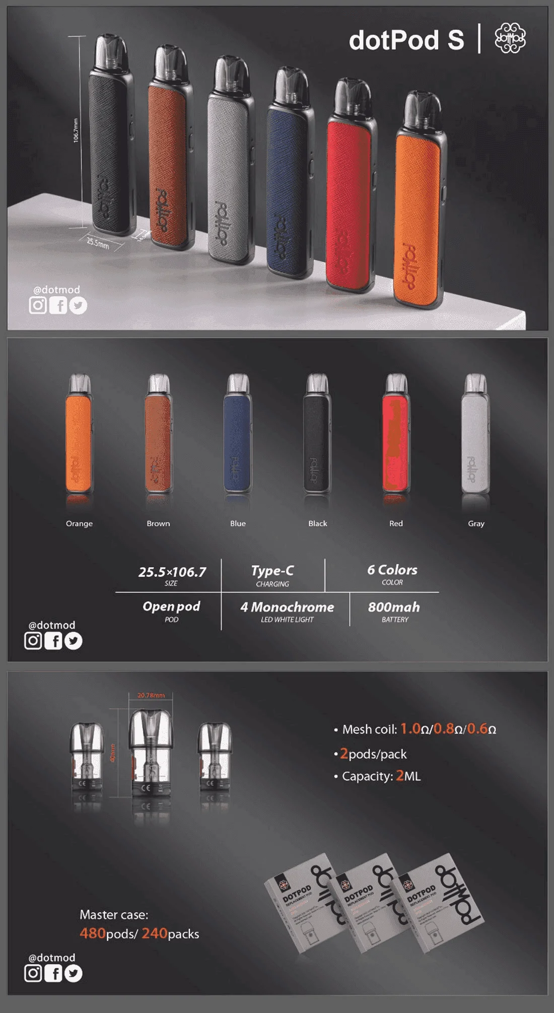 佩特里DOTMOD DOTPOD S電子煙小煙主機空倉煙彈